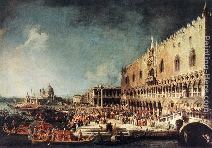 Arrival of the French Ambassador in Venice painting - Canaletto Arrival of the French Ambassador in Venice art painting
